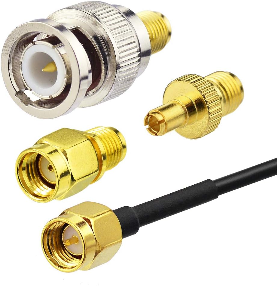 Eightwood 4G LTE Antenne GSM Antenne 3dBi SMA Stecker Glashalterung + 3 Adapter SMA auf BNC / TS9 / RP-SMA Adapter für GSM 2G 3G 4G LTE Router Wirelees Hotspot