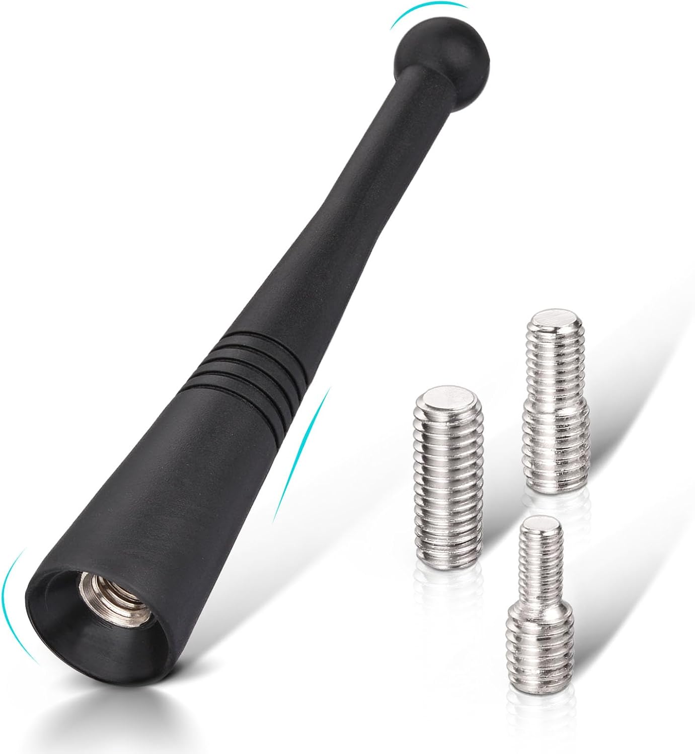 Eightwood Short Vehicle FM AM Radio Antenna 3.4 inch, Universal Roof Mount Rubber Car Antenna Mast Replacement with M4 M5 M6 Thread Adapters