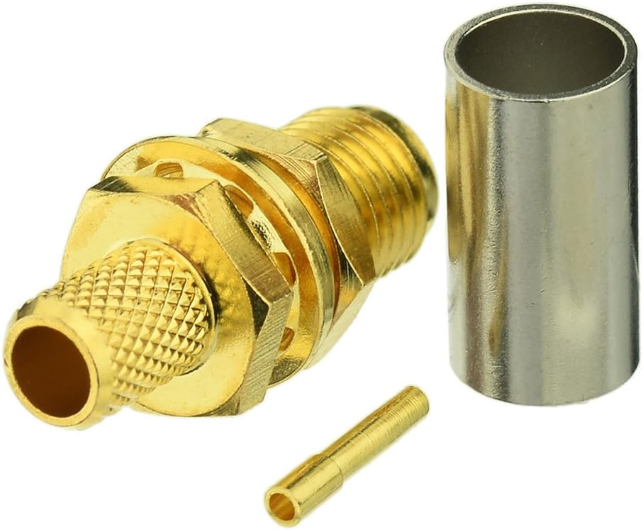 Eightwood SMA Jack Buchse Schott Gerade Panel Crimp für RG58 LMR195 Kabel Drahtlose Wlan 4G Wifi Antennenverlängerungskabel Wifi Kamera 10 stücke MEHRWEG