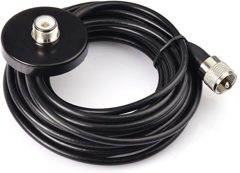 Eightwood Dual Band VHF UHF Ham Mobile Radio Antenna PL259 Connector with Magnetic Base Extension Cable 16 feet for Vehicle Marine Ham Radio Amateur Radio Mobile Transceiver 144/430mhz