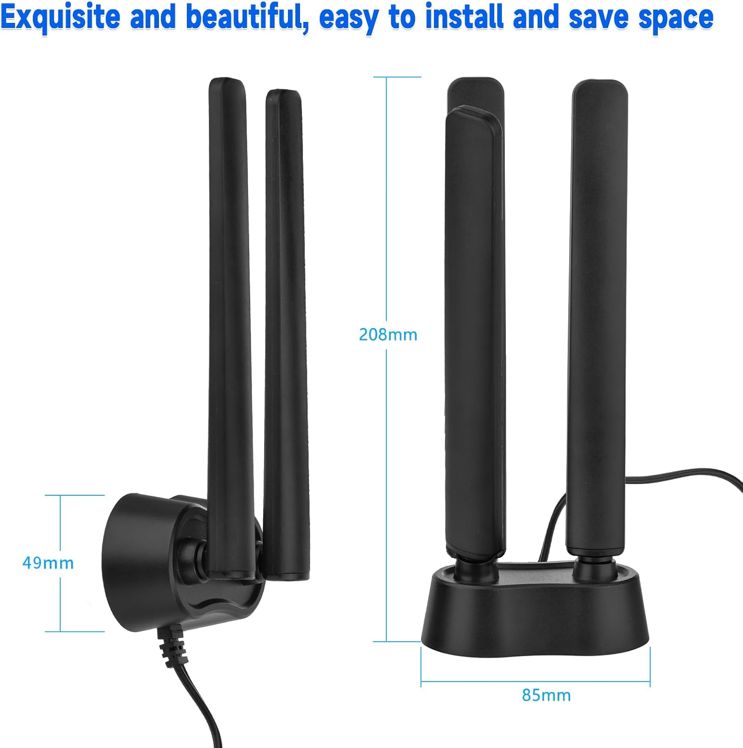 Eightwood WiFi 6E Antenne 2.4g/5g/5.8g/6g WLAN Signal Verstärker Tri-Band Magnetic Base mit RP-SMA Verlängerungskabel für Wi-Fi 5/6/6E Router PCI PCI-E Karte PC Mainboard Bluetooth