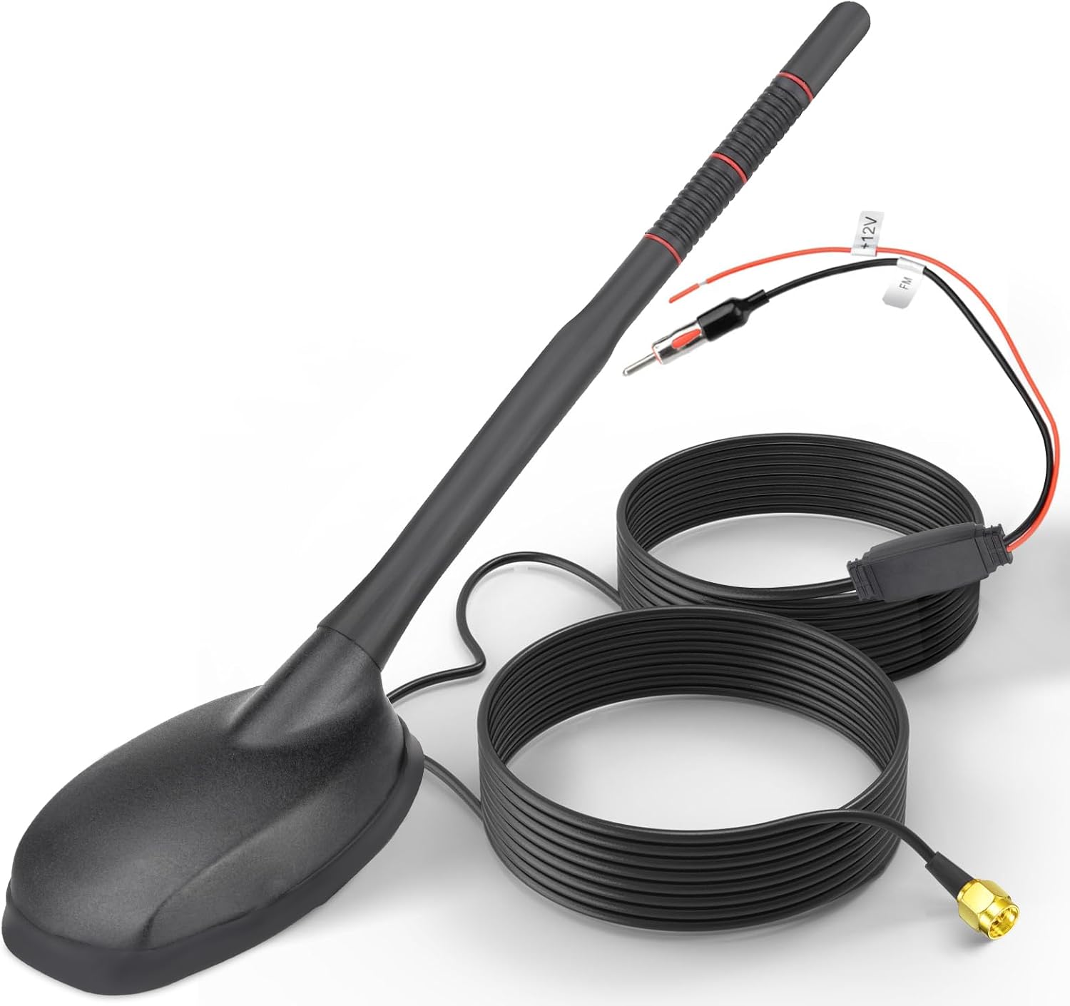 Eightwood FM/AM GPS Dachantenne Auto Radio Antenne Aktive Autoantenne mit Verstärker Auto Radio Amplifier 5M Verlängerung Kabel für Pioneer Blaupunkt Pioneer Clarion Alpine Digital Tuner