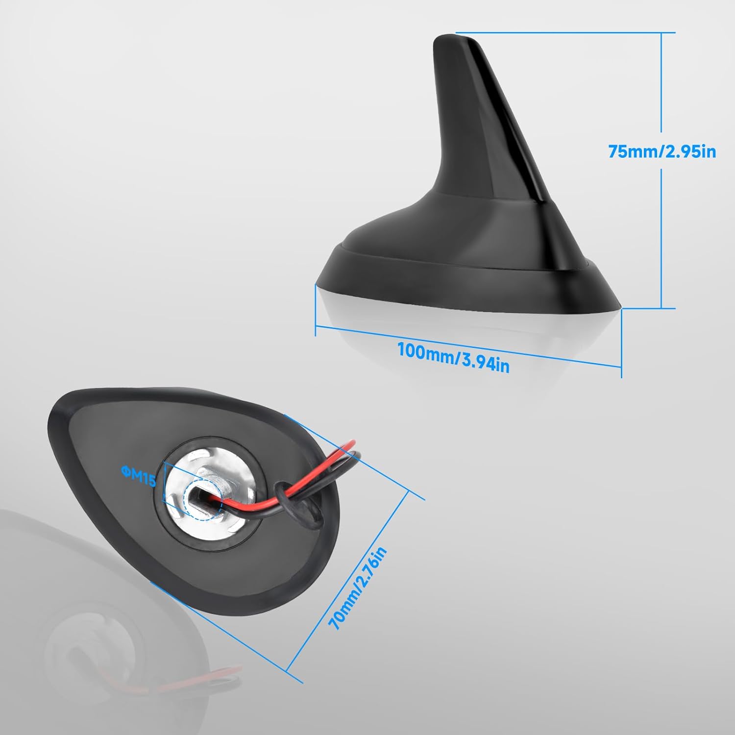 Eightwood FM/AM Dachantenne Shark Antenne Auto mit Signal Verstärker Autoradio Antennensplitter Von KFZ Haifischflosse Antenne DIN Adapter mit Verlängerungskabel 20CM