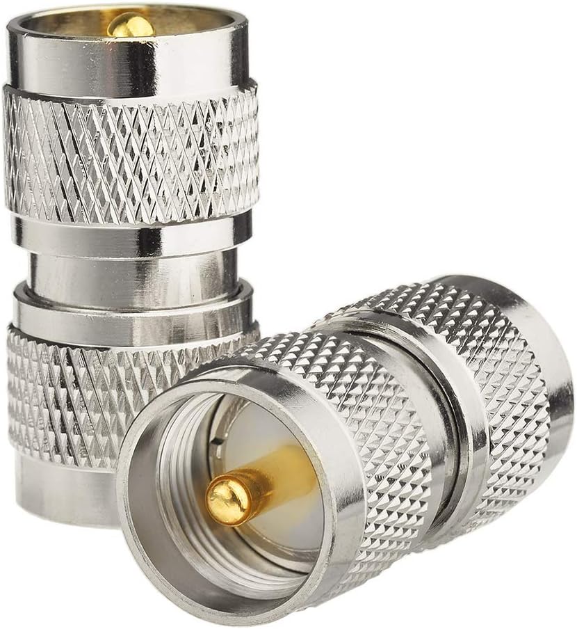 Eightwood UHF Male PL259 to UHF Male PL259 RF Adapter 2-Pack for CB Ham Amateur Radio, Radio Antenna