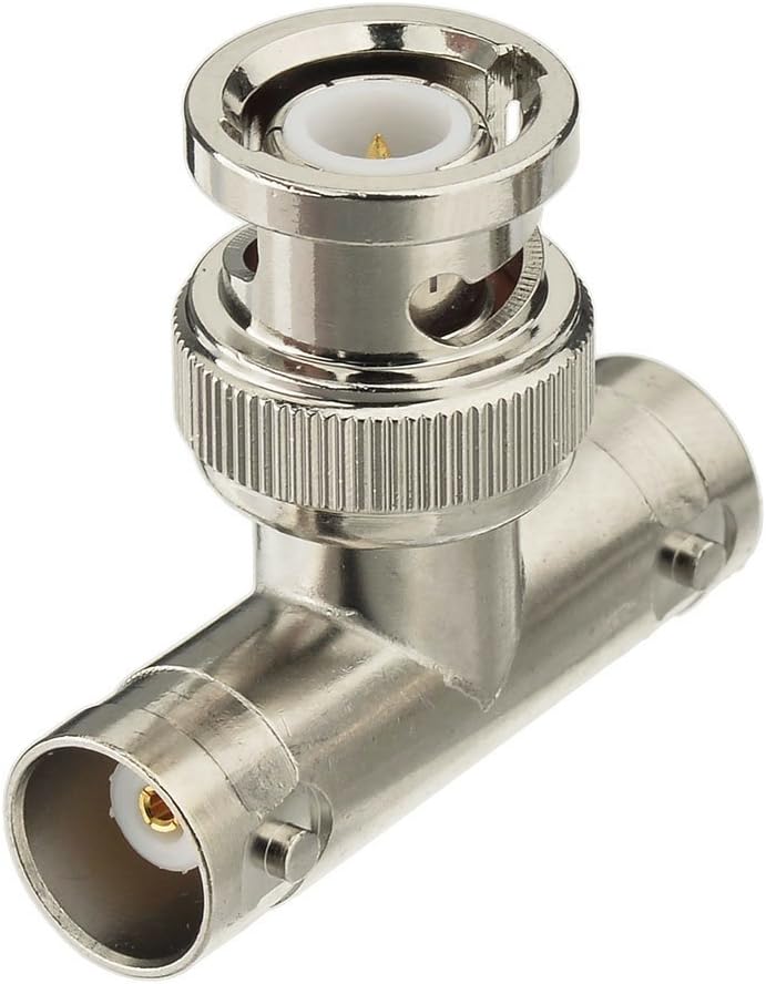 Eightwood BNC Tee Adapter 2-Pack, BNC Male to Dual Female Connector 3 Way Video Splitter for CCTV Security Cameras