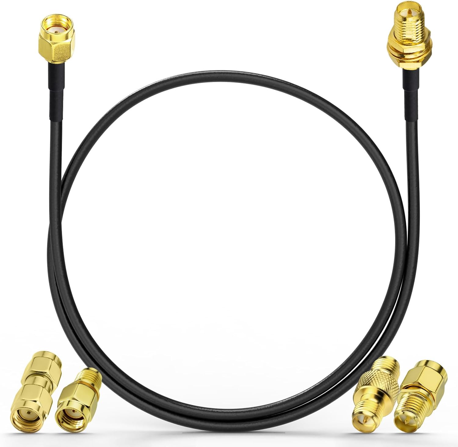 Eightwood RP-SMA Stecker auf RP-SMA Buchse Adapterkabel 1 m ALSR100 Low Loss Koaxialkabel Pigtail Kabel für WLAN Router WiFi Antenne Netzwerkkarte SDR LTE FPV Radio