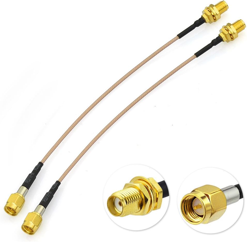Eightwood SMA Antenna DAB+ WLAN Antenna Extension SMA Female to SMA Male Pigtail Cable RG178 15 cm 6 Inch 2 Pieces for RC FPV Multicopter TX RX Router Bluetooth WiFi Wireless Network Multi-Way