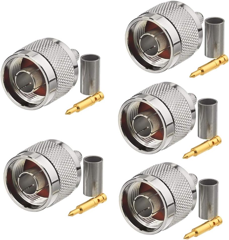 Eightwood N Stecker N Adapter Straight Crimp N Connector 5 Stücke für WLAN Antennekabel LMR195 RG58 RG400 RG142 4G DTV Industrieller 4G-Router WiFi Router MEHRWEG