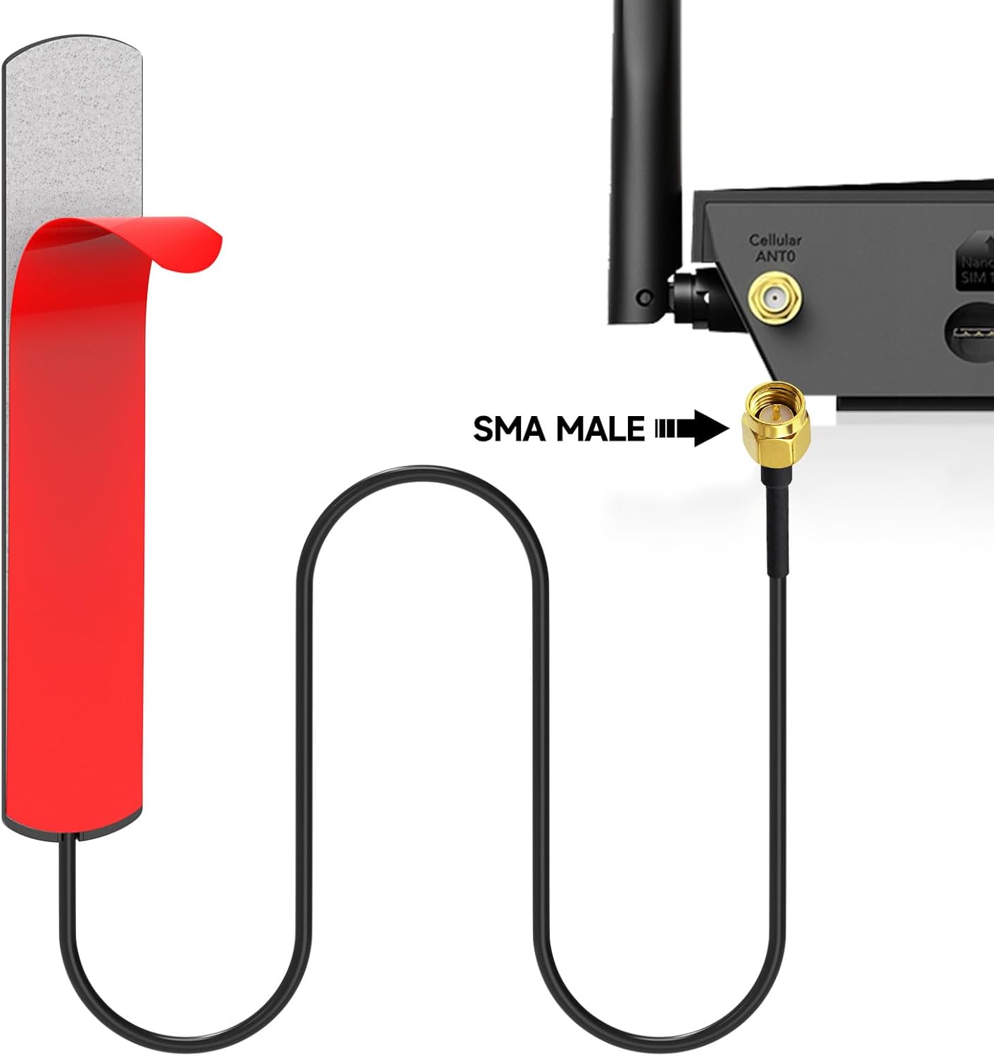 Eightwood 4G LTE Antenne GSM Antenne 3dBi SMA Stecker Glashalterung + 3 Adapter SMA auf BNC / TS9 / RP-SMA Adapter für GSM 2G 3G 4G LTE Router Wirelees Hotspot