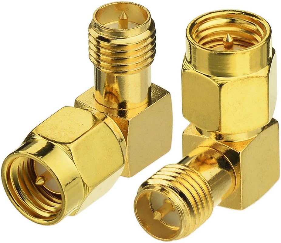 Eightwood SMA Winkel RP SMA Adapter Buchse auf Stecker WiFi Adapter 2 Stücke für WiFi Card WLAN PCI Karten Wirelesse Router Bluetooth ZigBee MEHRWEG