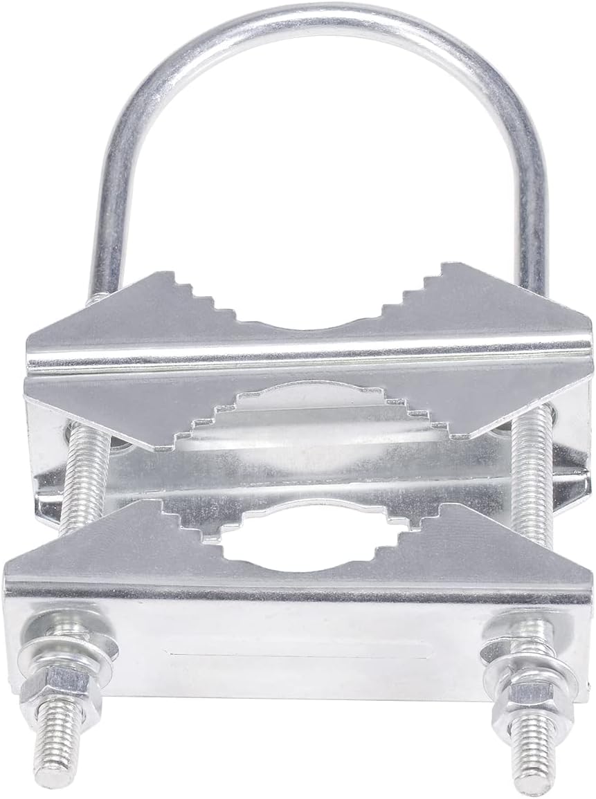 Eightwood Double Antenna Mast Clamp V Jaw Bracket with U Bolts, Mast to Mast Mounting Hardware Kit (3 Sets) for Outdoor TV Antenna, CB Ham Antenna, Yagi WiFi Antenna