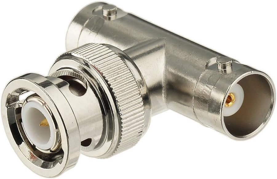 Eightwood BNC Tee Adapter 2-Pack, BNC Male to Dual Female Connector 3 Way Video Splitter for CCTV Security Cameras