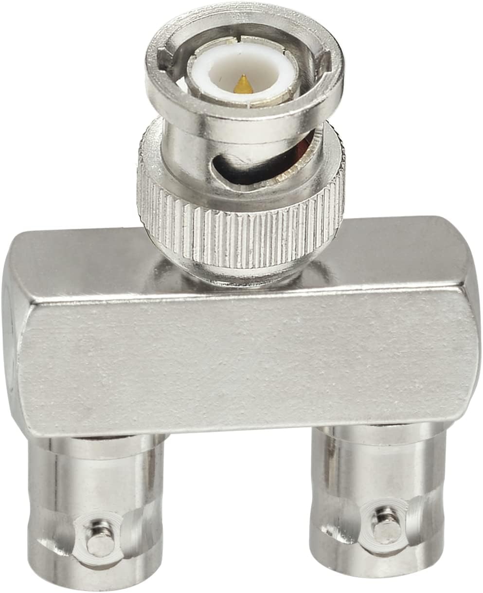 Eightwood BNC Splitter Adapter 2-Pack BNC Male to Dual Female Tee Type 3 Way Audio RF Coax Connector