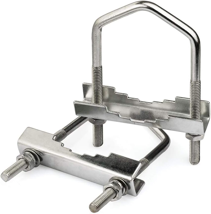 Eightwood U-Bügel Halterungen Befestigungssatz Yagi Antenne Halterung U Halter Aluminium Halter Antennenhalter (3.9" hohe x 2.36" breite ) Mastklammer 2 Stücke für Outdoor Wlan Wifi Yagi Antenne