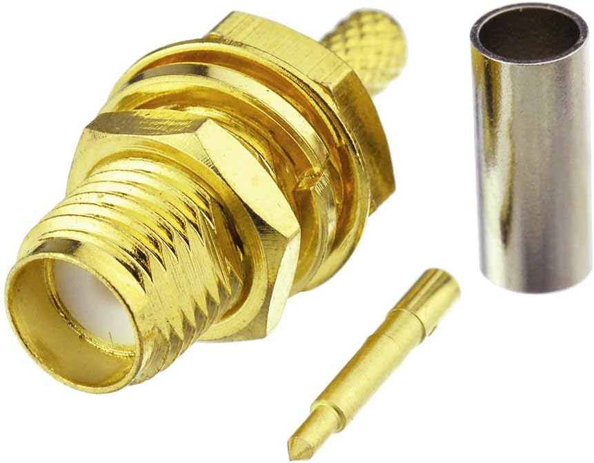 Eightwood RP SMA Plug RP SMA Female (Male) with Bulkhead 10 Pieces Crimp for RG174 RG316 LMR100 Coaxial Cable Wireless Module WiFi Camera WLAN PC/LAN WLAN Antenna Connection Multi-Way