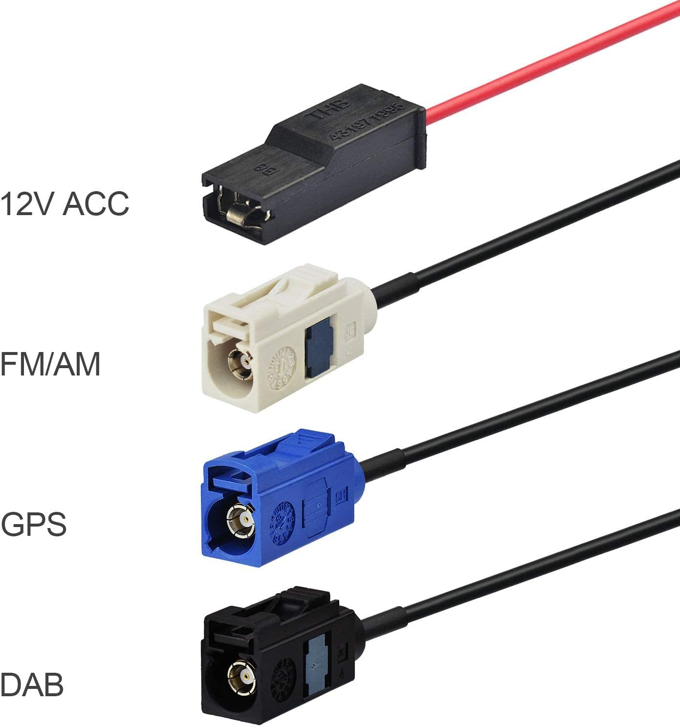 Eightwood DAB/DAB+ Antenna Car Radio Antenna Splitter DAB Fakra Adapter AM/FM GPS Roof Antenna Signal Amplifier of Car Shark Fin Antenna with Extension Cable RG174 5 m Multi-Way