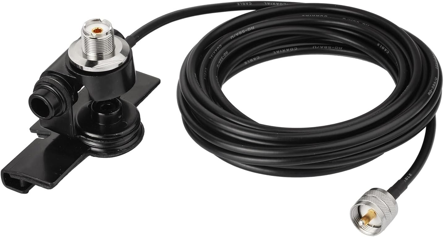 Eightwood Vehicle Mobile Ham Radio Antenna Dual Band PL259 VHF UHF 144/430MHz Anti-Rust Antennae 26in with Lip Mount Fixed Bracket and RG58 Extension Cable 16.4ft for Vehicle Car Truck Amateur Radio