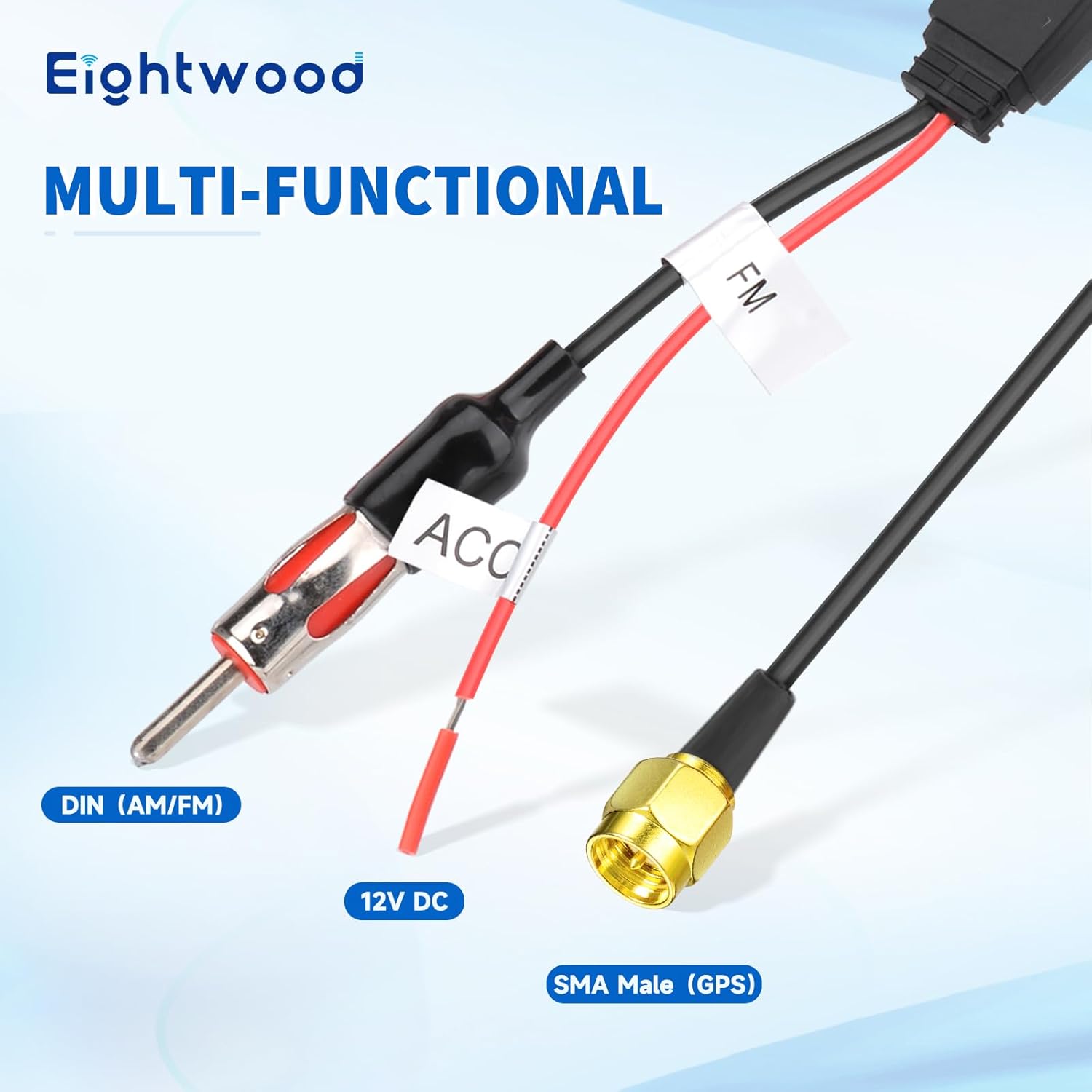 Eightwood Shark Fin Amplified FM AM Car Radio Antenna, GPS Antenna with SMA Male Connector for Vehicle Car Truck SUV Radio Stereo Receiver Head Unit GPS Navigation System