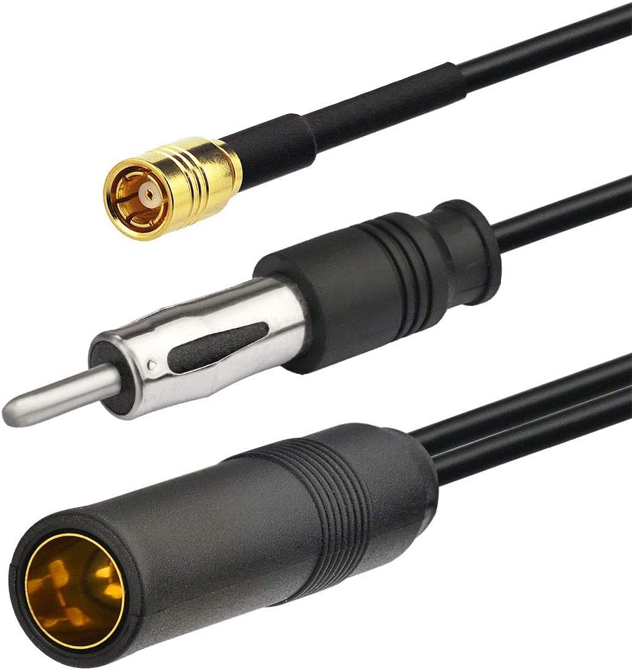 Eightwood Antenna Adapter SMB Cable DIN Female to DIN Male (2 Din) to SMB Plug with DIN-ISO Adapter RG174 30 cm for AM/FM DAB Car Radio Multi-Way