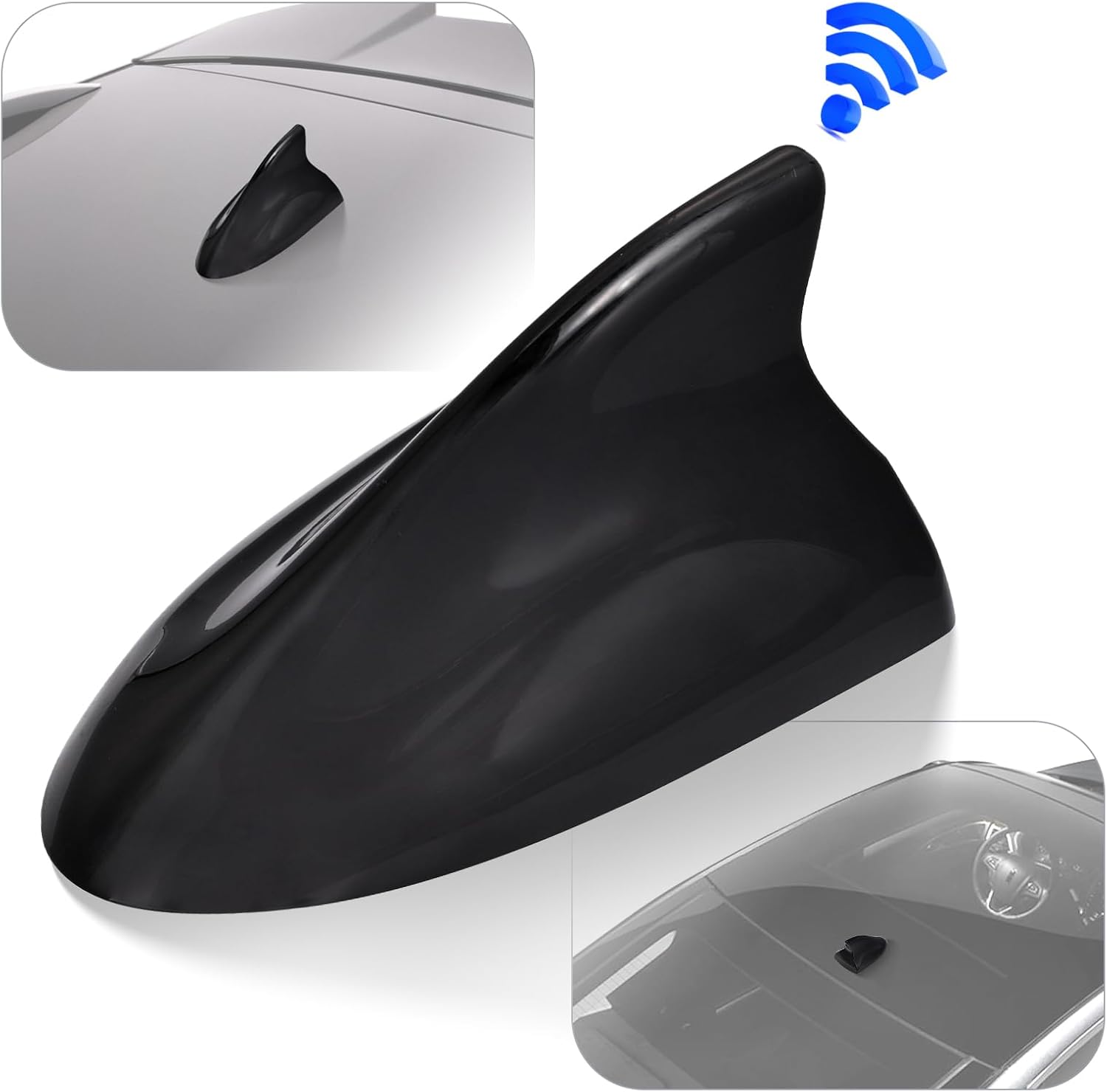 Eightwood Shark Antenne Auto Hai Fin FM/AM Radio Antenne Auto Haifisch Antenne Auto Dachantenne Universal Auto Radio Verstärker Aerial Base Fin Dach Antenne für Digital FM Tuner