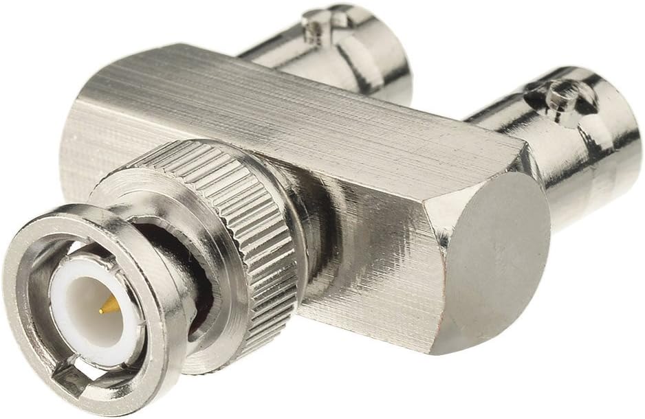 Eightwood BNC Splitter Adapter BNC Male to Dual BNC Female Tee Type 3 Way Audio RF Coax Connector