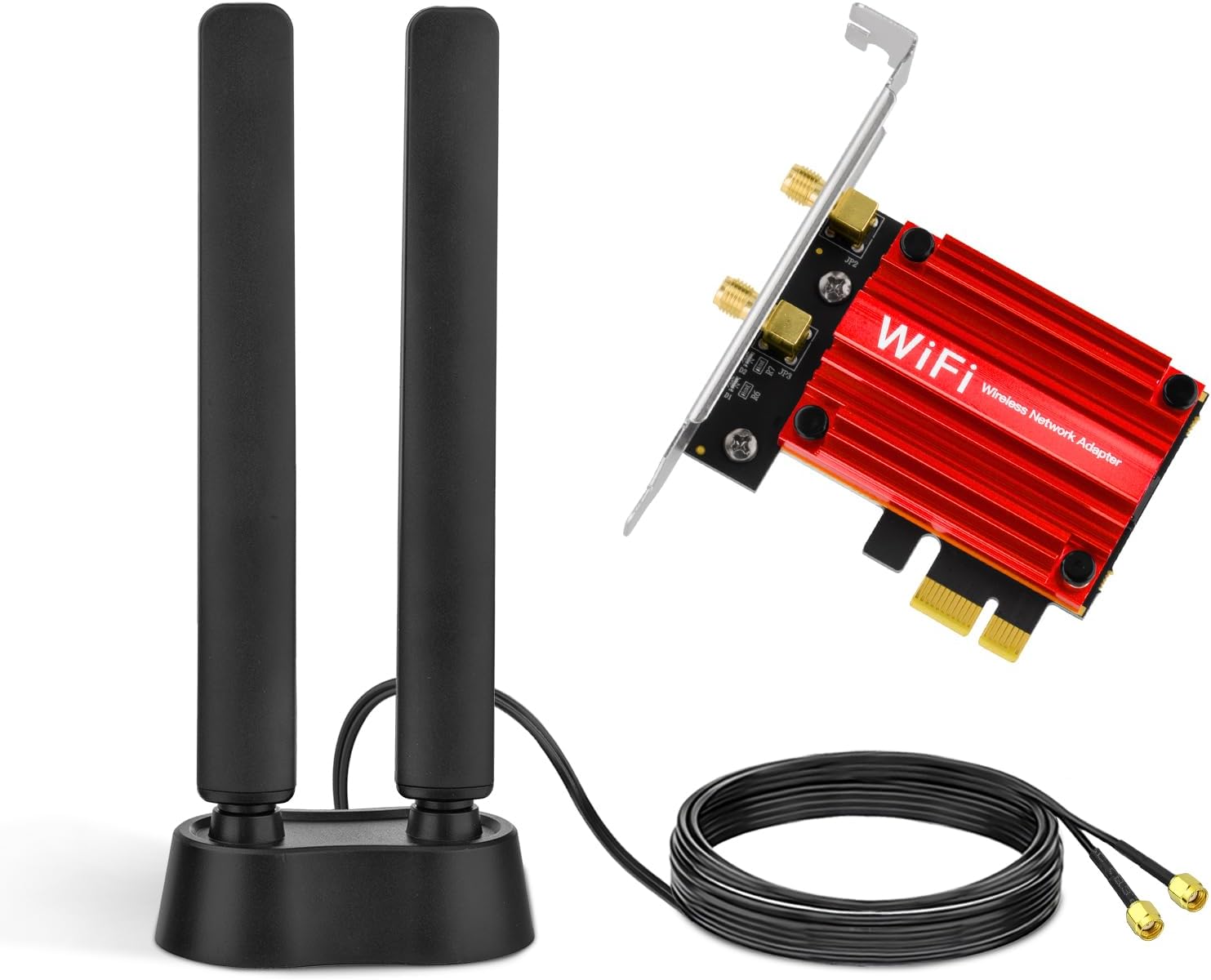 Eightwood WiFi 6E PCIe Card for Desktop PC, AX210 Tri-Band WiFi Wireless Adapter with Magnetic WiFi 6E Antenna, Bluetooth 5.3, OFDMA & MU-MIMO, Ultra-Low Latency, WPA3, Low-Profile Bracket, 802.11ax