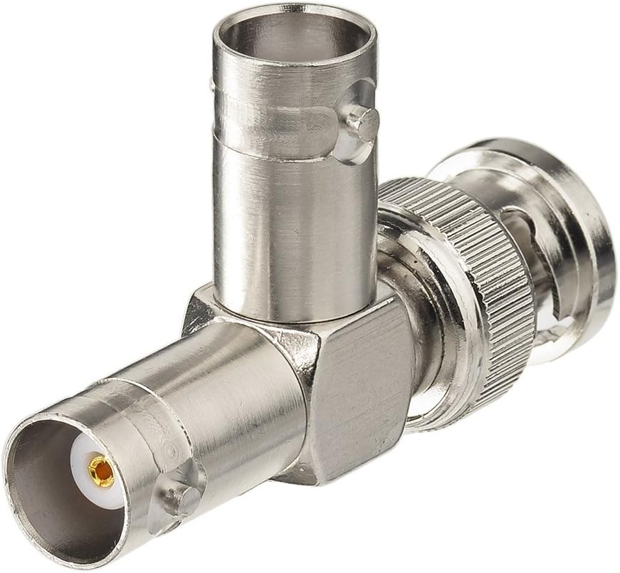 Eightwood 2pcs BNC Tee Adapter BNC Male to Dual Female Jack Video Splitter Connector