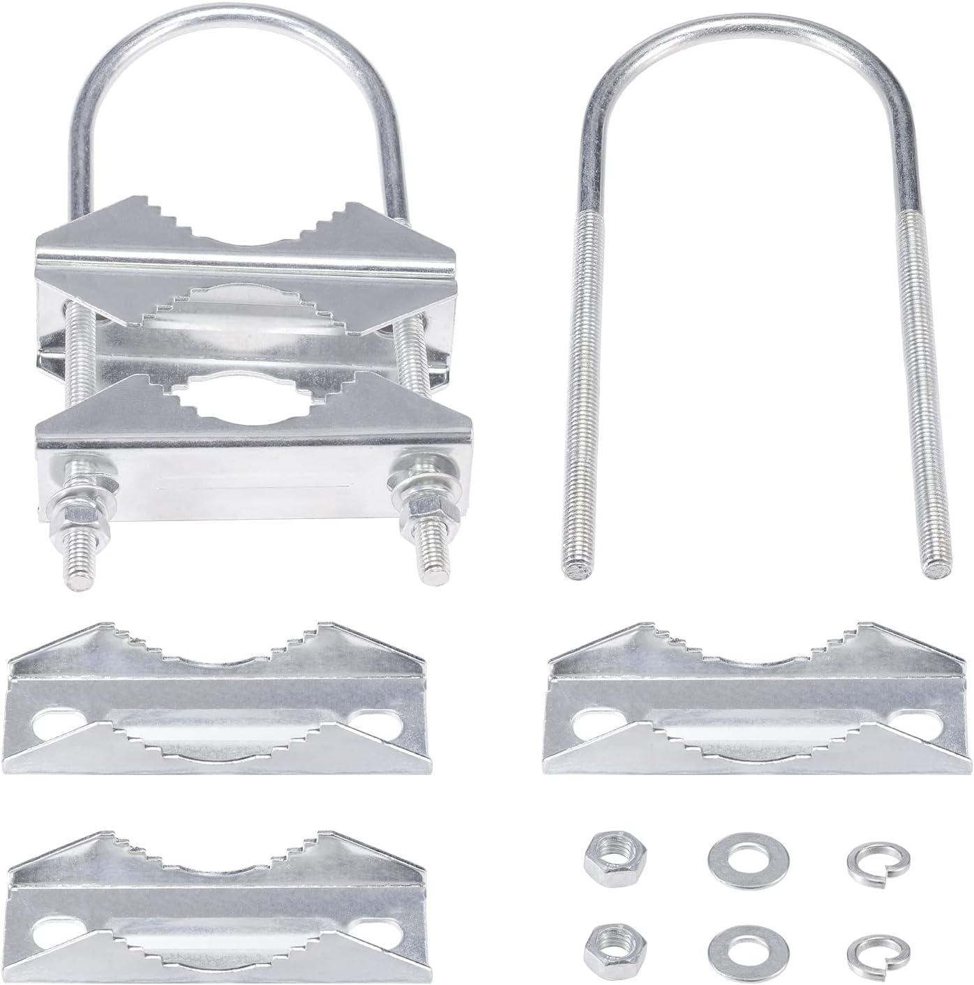 Eightwood Double Antenna Mast Clamp V Jaw Bracket with U Bolts, Mast to Mast Mounting Hardware Kit (3 Sets) for Outdoor TV Antenna, CB Ham Antenna, Yagi WiFi Antenna