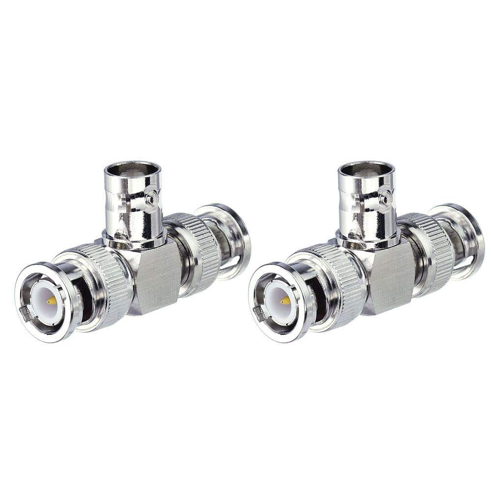 Eighwood 2pcs BNC Tee Adapter BNC Female to Dual Male 3 Way Video Splitter Connector for CCTV Cameras