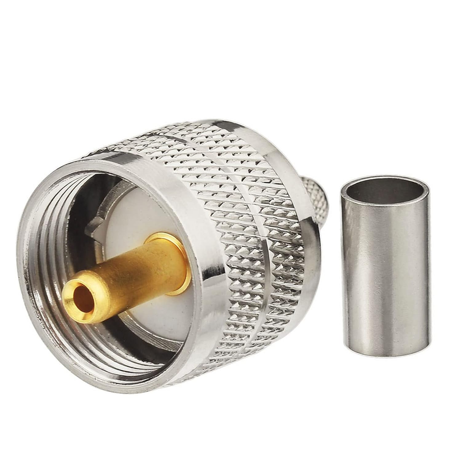 Eightwood 5pcs PL259 UHF Male Crimp Coax Connectors RF Adapter for RG58 LMR195 Low Loss Coaxial Cable