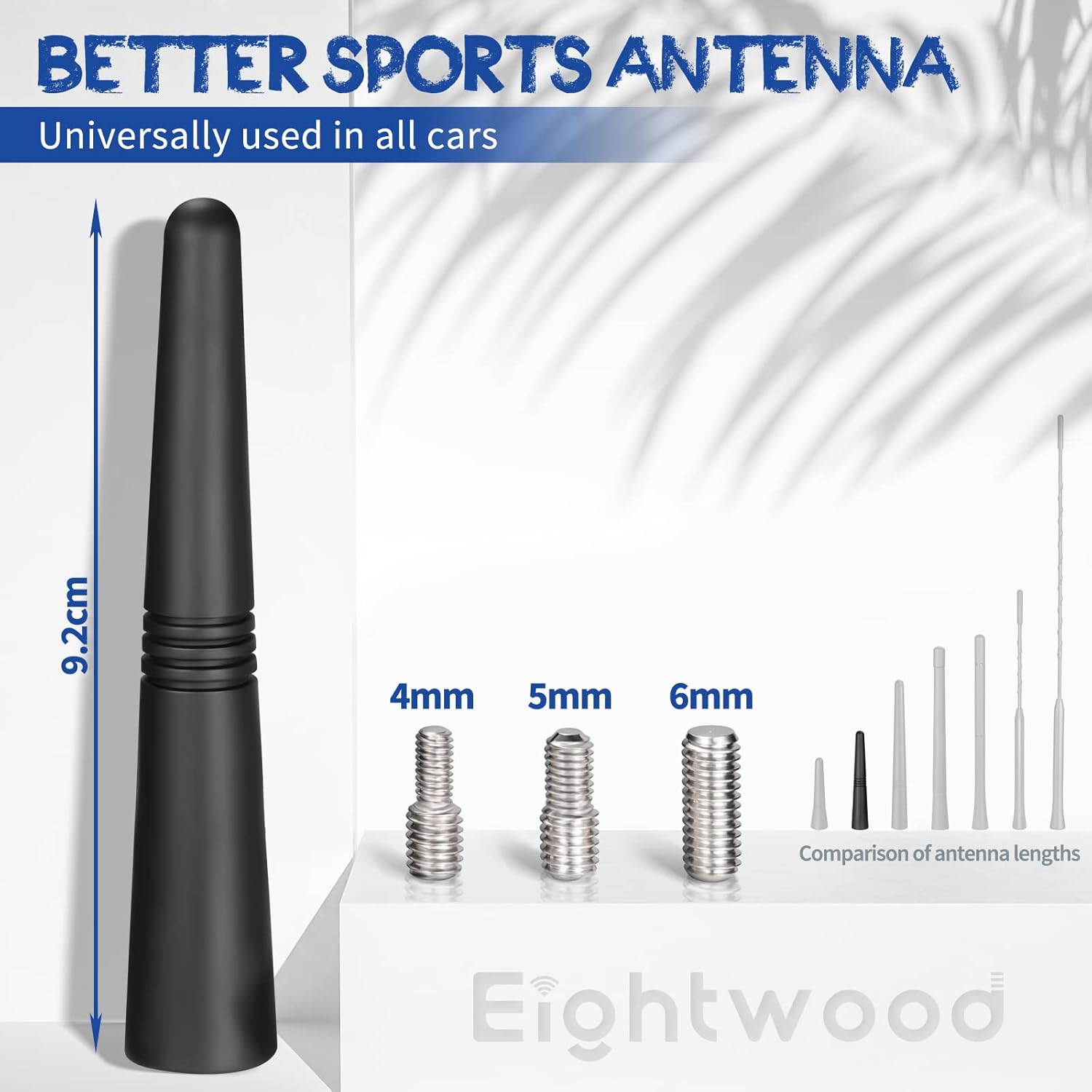 Eightwood Autoantenne FM DAB Antenne Auto 9.2cm Dachantenne Auto Mini Autoradio Antenne kurz mit starker FM/AM/DAB Empfangsfunktion