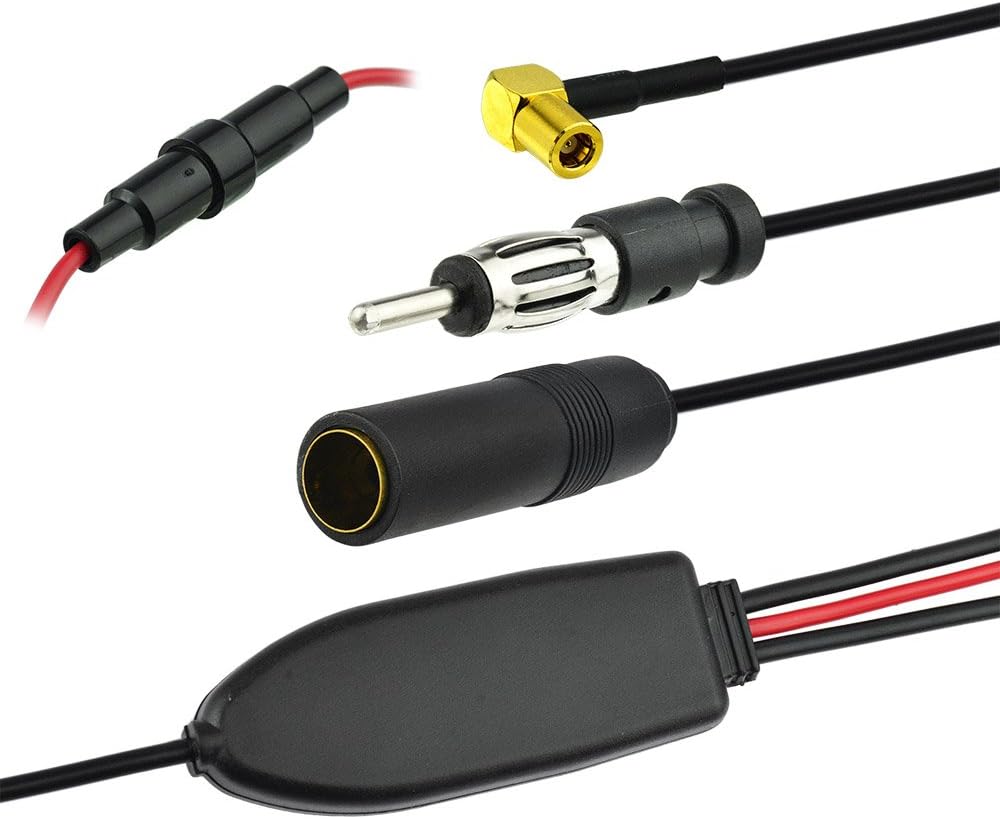 Eightwood DAB+ Antenne FM/AM SMB Female DIN Male Digital Radio Antenne Splitter Mit Signal Amplifier RG174 für Blaupunkt Pioneer MVH-X580 DAB MEHRWEG