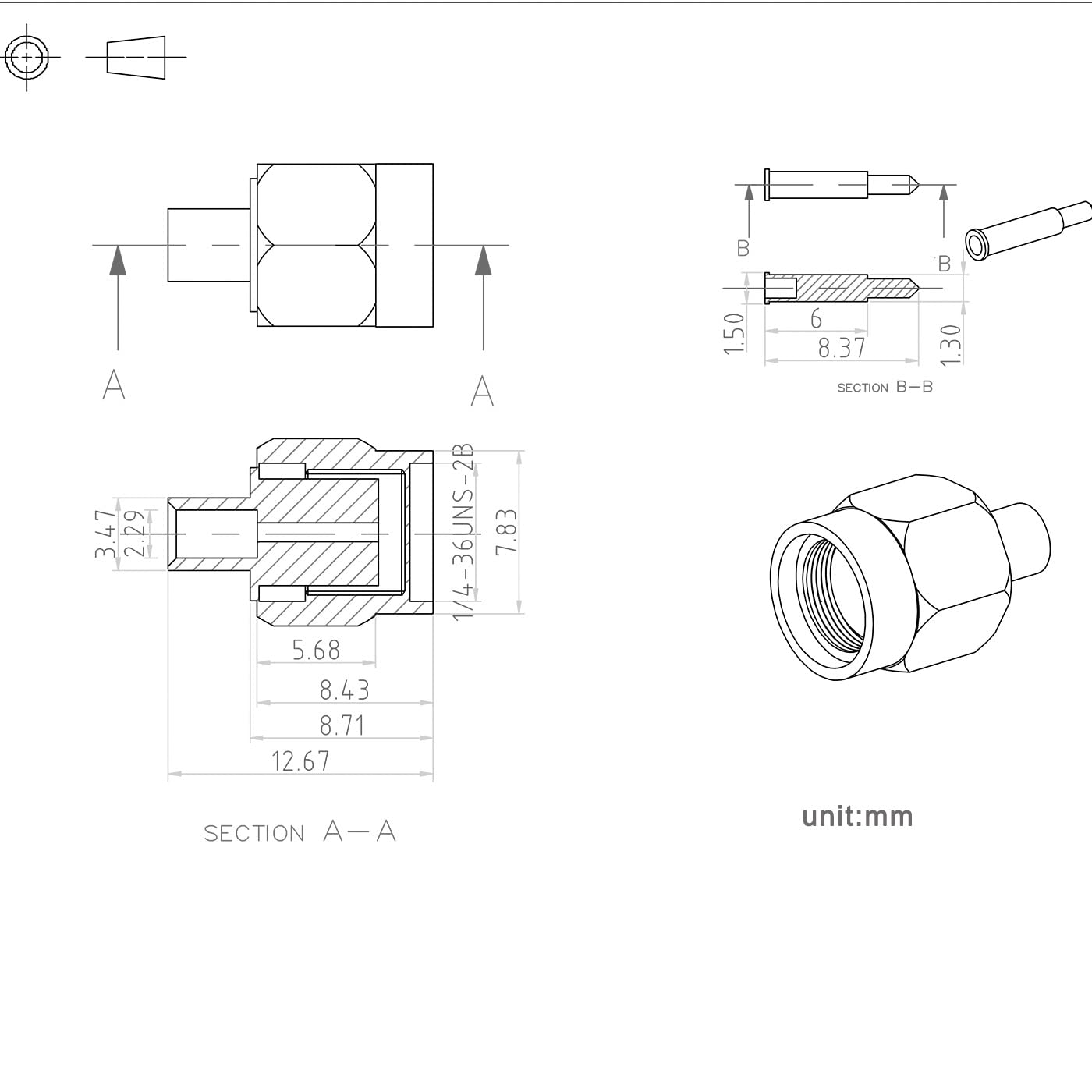 Eightwood 10pcs SMA Male Plug Solder Mount Connector Straight 50 Ohm for .086" RG405 Semi-Rigid Coax Cable