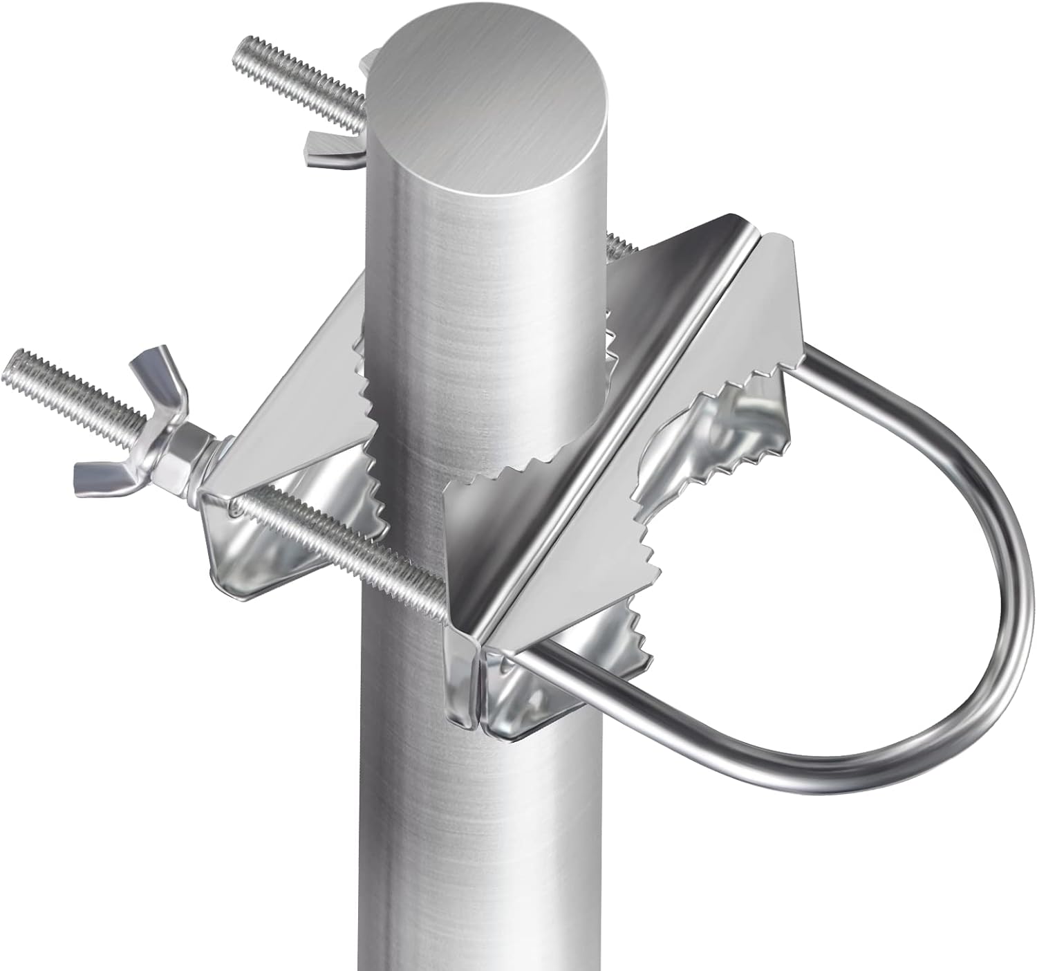 Eightwood Double Antenna Mast Clamp V Jaw Mounting Bracket U Bolts Pipe to Pipe Clamp 2 Sets for Outdoor CB Antenna, TV Antenna, Lora Antenna, WiFi Yagi Antenna, Weather Station