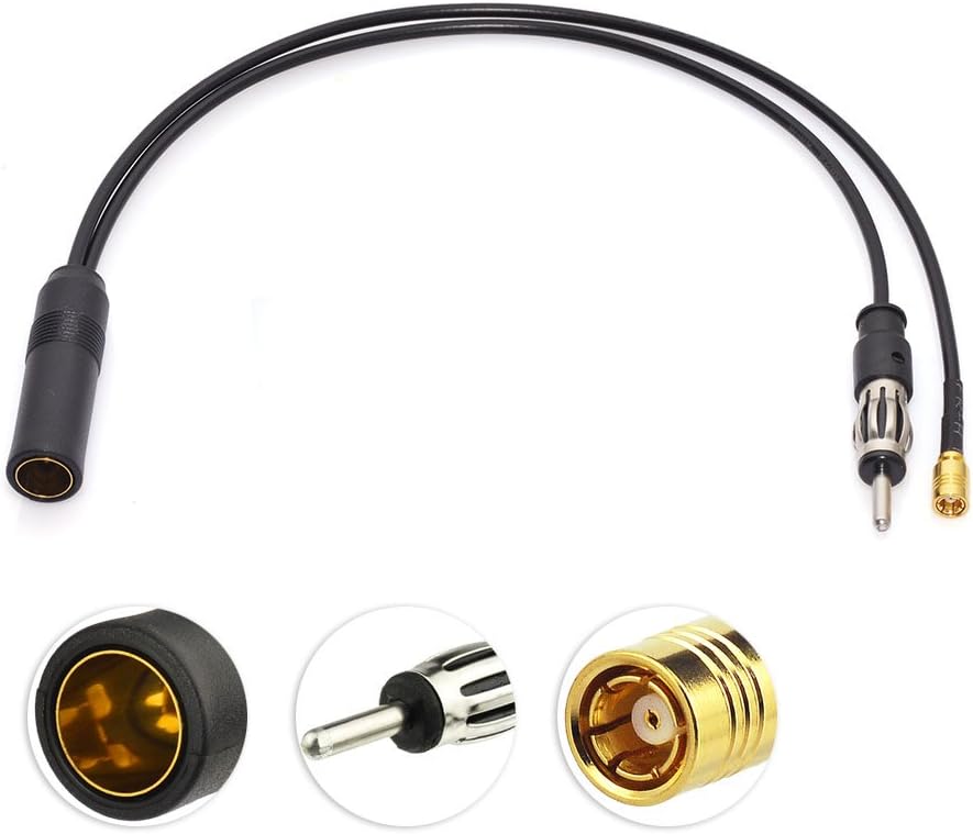 Eightwood DAB Car Aerial Cable SMB Antenna Splitter Din Female to Din Male to SMB Pigtail Cable Digtial Car Radio RG174 30cm for AM/FM DAB+ Pioneer Clarion Kenwood Alpine JVC