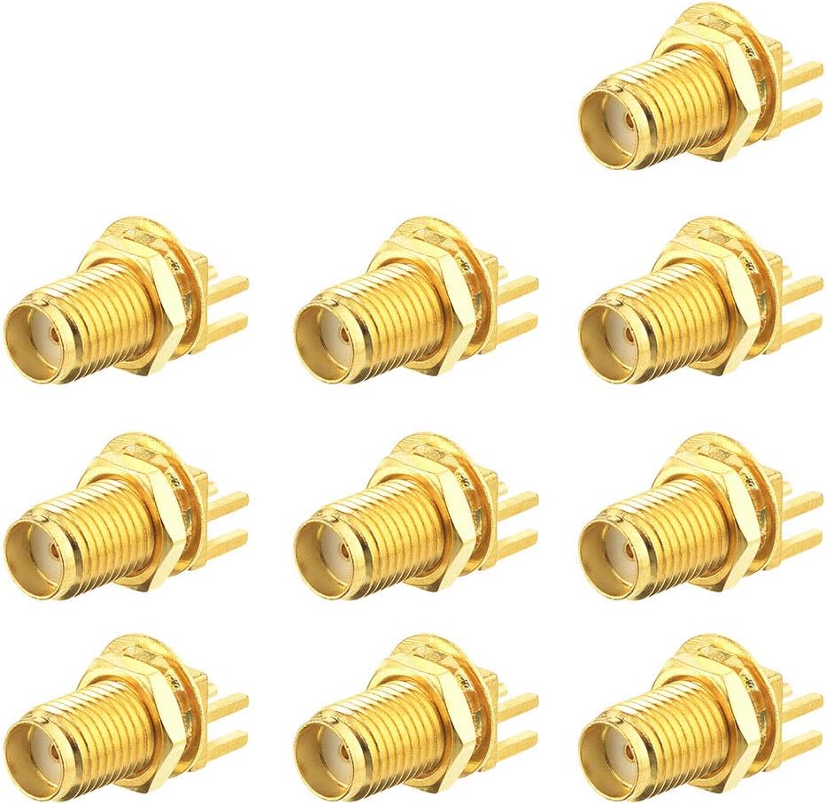 Eightwood SMA Plug SMA Female Straight Bulkhead Solder .062 Inch End Launch for Wireless WLAN WiFi Antenna 10 Pieces Multi-Way