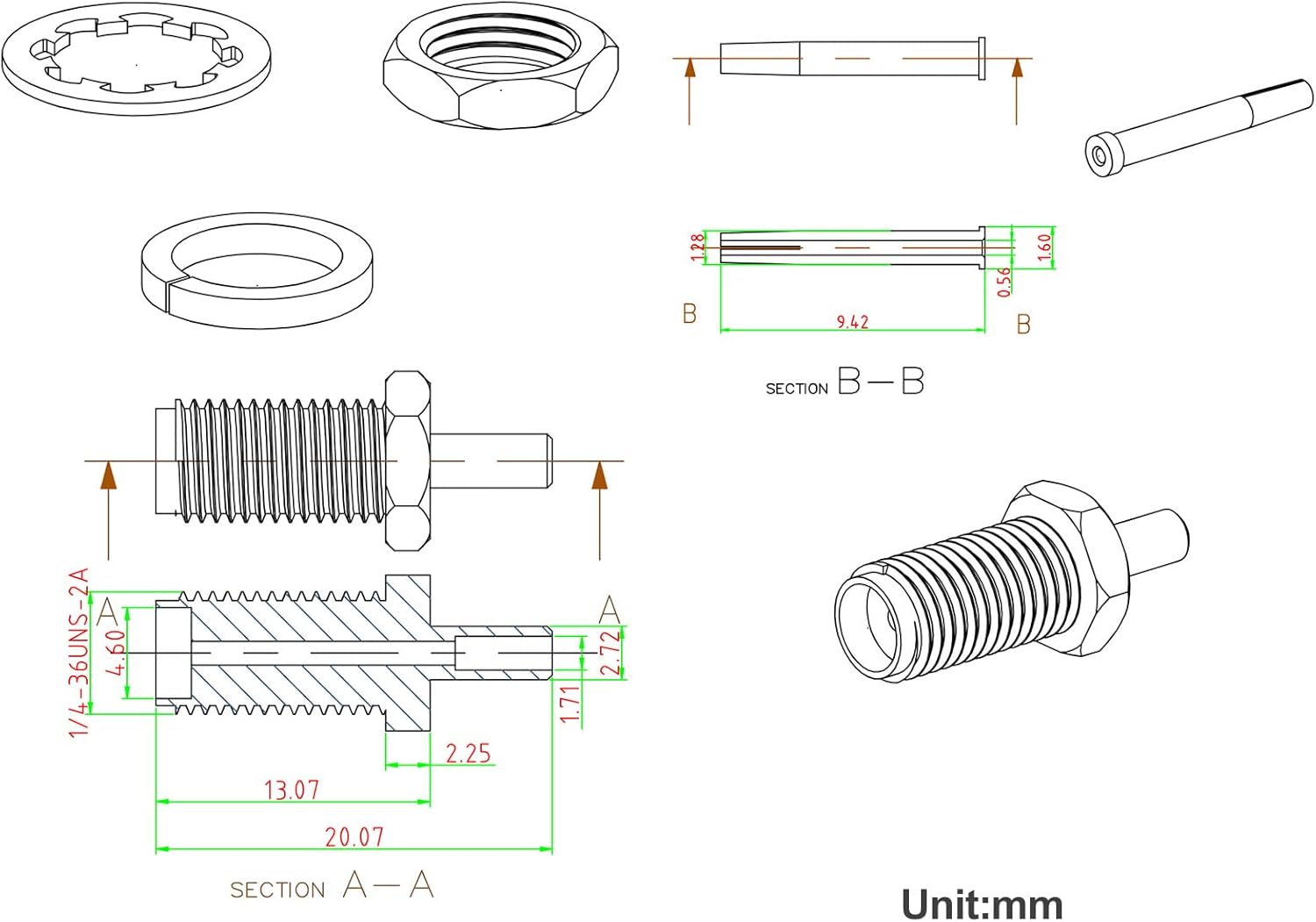 Eightwood 10pcs SMA Female Bulkhead Crimp Connector Gold-Plated for RG316 RG174 Cable