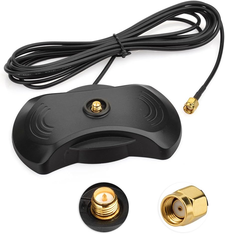 Eightwood RP SMA Verlängerung Kabel RP SMA Male auf RP SMA Buchse WiFi Antenne Magnetfuß RP SMA Kabel RG174 2.5m 8.2ft für Wirelesse WiFi Router AV Sender Dlink Netgear Belkin MEHRWEG