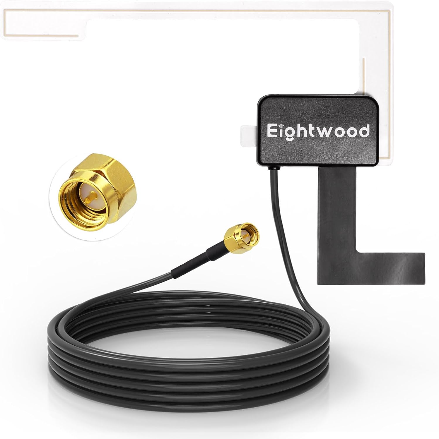 Eightwood DAB Antenne DAB Antenne Auto SMA Digtial DAB Autoradio Antenne mit 3 Meter DAB Scheibenantenne Glass Mount für Blaupunkt Pioneer Clarion Alpine usw.