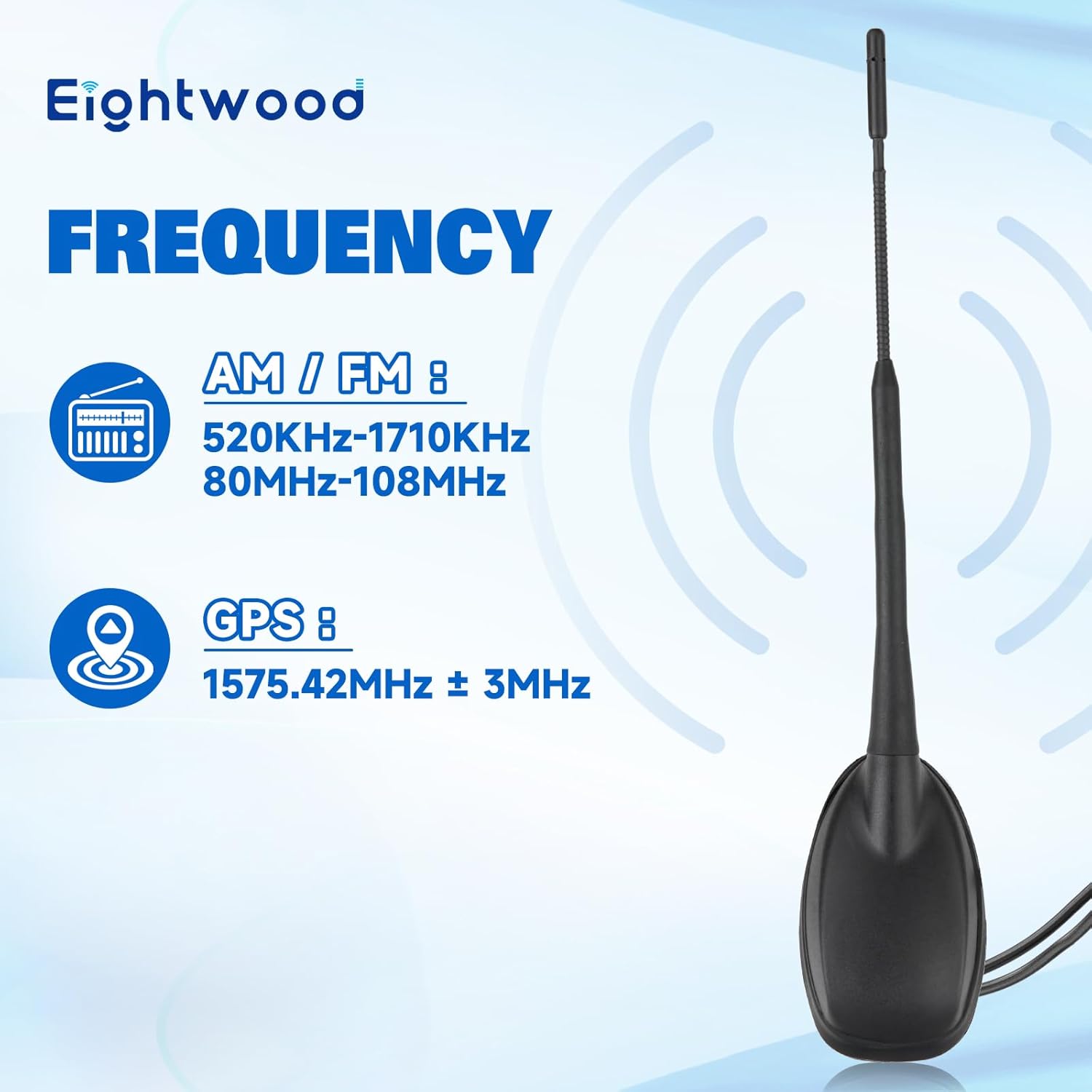 Eightwood FM/AM GPS Dachantenne Auto Radio Antenne Aktive Autoantenne mit Verstärker Auto Radio Amplifier 5M Kabel SMA Stecker DIN Adapter für Pioneer BP Clarion Alpine Digital Tuner usw