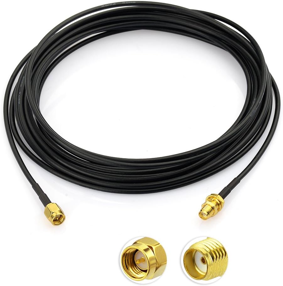 Eightwood SMA Kabel SMA Adapter SMA Buchse BulkHead auf geraden Stecker Adapter Verlängerungskabel RG174 16.5ft 5m für 4G Antenne SMA WiFi Antenne Huawei 2G 3G 4G LTE