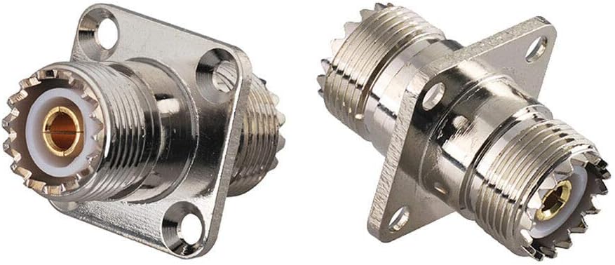 Eightwood SO239 to SO239 Chassis Mount Adapter 2-Pack, SO239 Female to Female Flange Panel Connector for PL259 UHF Antenna, CB &Amateur Radio, Ham Radio Transceiver