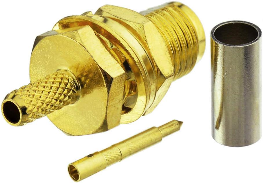 Eightwood RP SMA Plug RP SMA Female (Male) with Bulkhead 10 Pieces Crimp for RG174 RG316 LMR100 Coaxial Cable Wireless Module WiFi Camera WLAN PC/LAN WLAN Antenna Connection Multi-Way