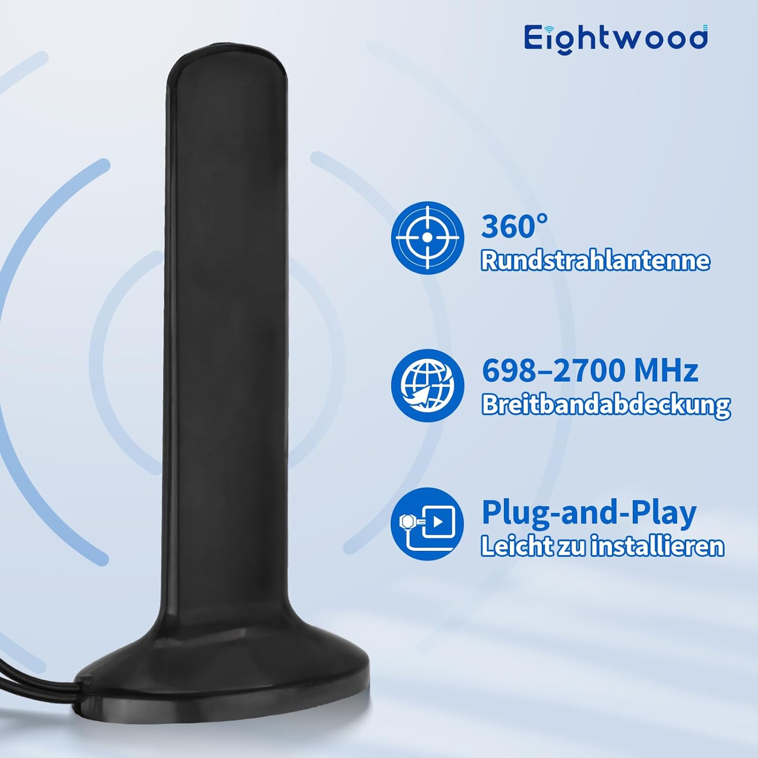 Eightwood 4G LTE Antenne TS9 Antenne MIMO Magnet Omnidirektional Antenne Indoor 3M Antennenkabel Für 3G 4G LTE Router Modem Kamera GSM Hotspot usw.
