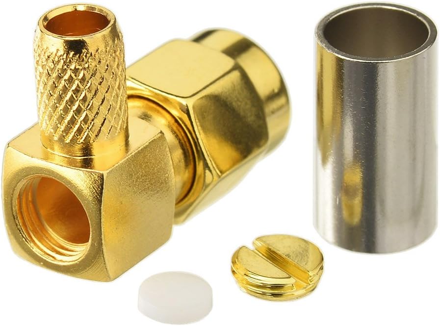 Eightwood SMA Stecker Männlich Rechtwinklig Steckverbinder Crimp 10 Stücke für RG58 Ham Radio Homematic CCU3 Raspberry Pi 4G DTV 4G Router WiFi Router Mobiler Hotspot DAB Antenne MEHRWEG