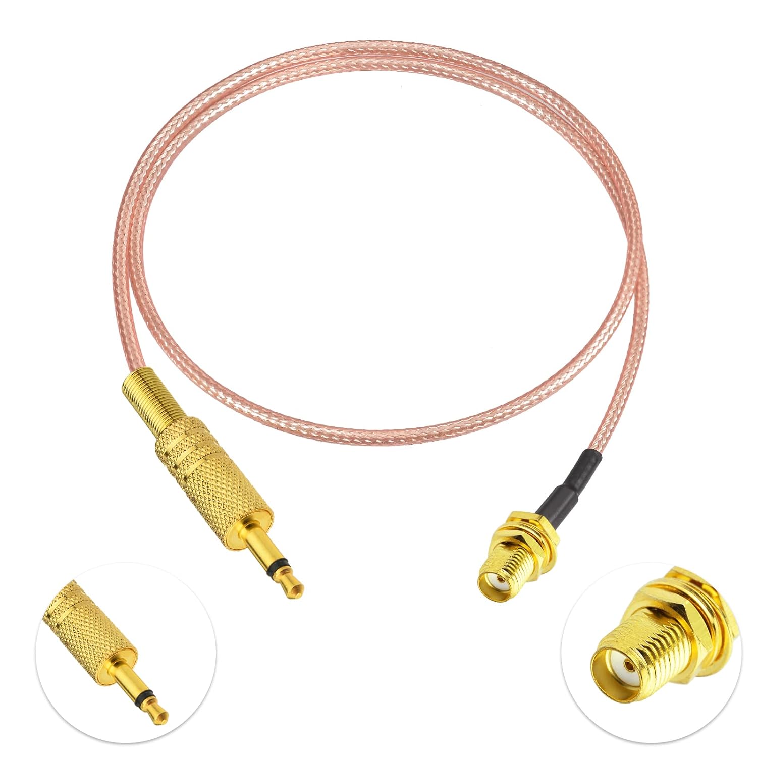 Eightwood SMA Female Bulkhead to 3.5mm 1/8” Mono TS Male Plug Stereo Adapter Shortwave Radio Antenna Cable 1.6 Feet