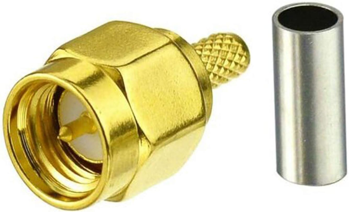 Eightwood 10pcs SMA Male Crimp RF Connector Gold-Plating for RG316 RG174 Cable