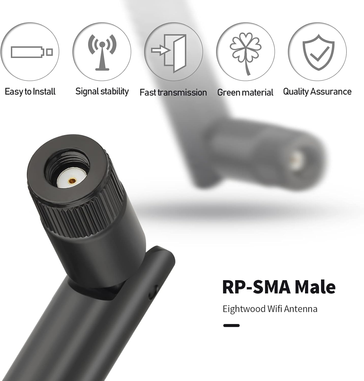 Eightwood WLAN Antenne 2.4G Antenne 12dBi Kipp-und-Schwenkbar RP SMA WLAN Antenne 2 Stücke für WiFi Card WLAN PCI Karten Wirelesse Router Bluetooth ZigBee MEHRWEG