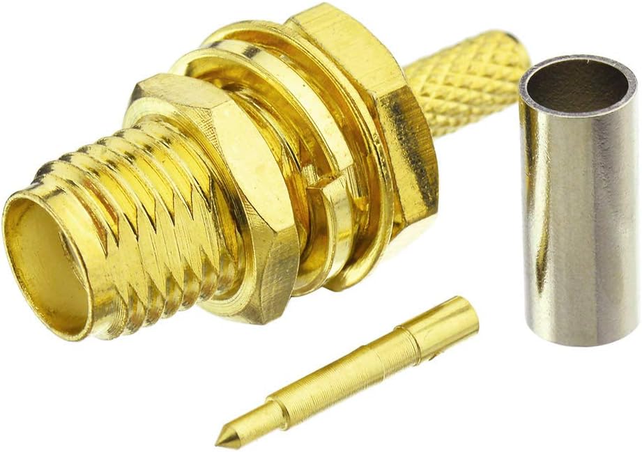 Eightwood RP SMA Plug RP SMA Female (Male) with Bulkhead 10 Pieces Crimp for RG174 RG316 LMR100 Coaxial Cable Wireless Module WiFi Camera WLAN PC/LAN WLAN Antenna Connection Multi-Way