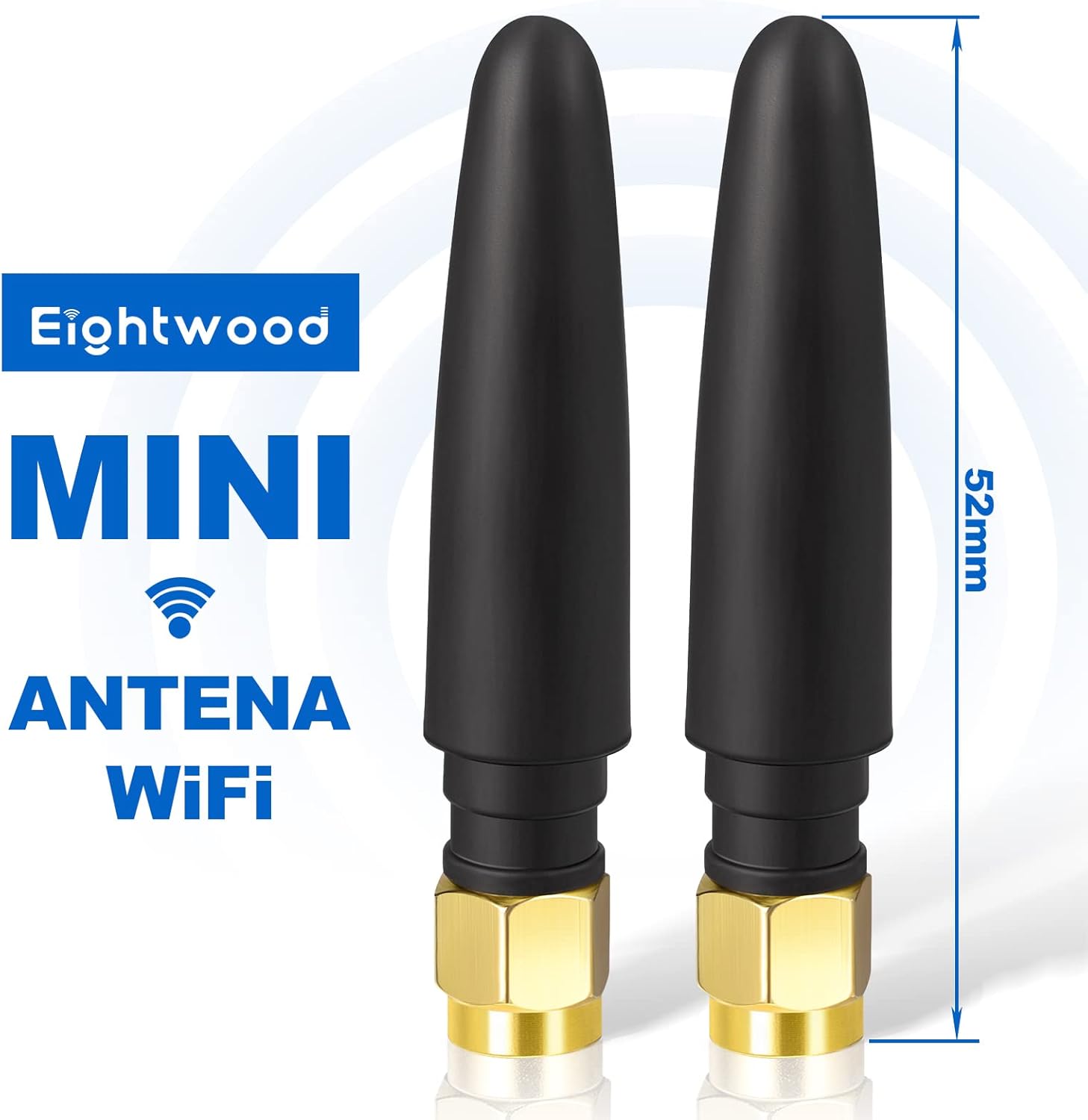 Eightwood WiFi-Antenne, Kleine 2,4 G/5 G RP SMA Antenne, Leichter Stecker, Omnidirektional, Anwendbar auf Computer USB WLAN FPV Adapter